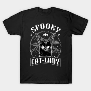 Spooky Cat Lady - Goth Halloween Retro Vintage T-Shirt